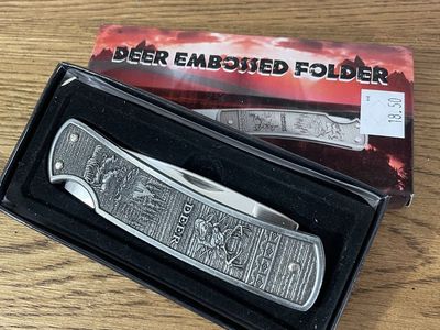 Deer Embossed Folding Pocket Knife