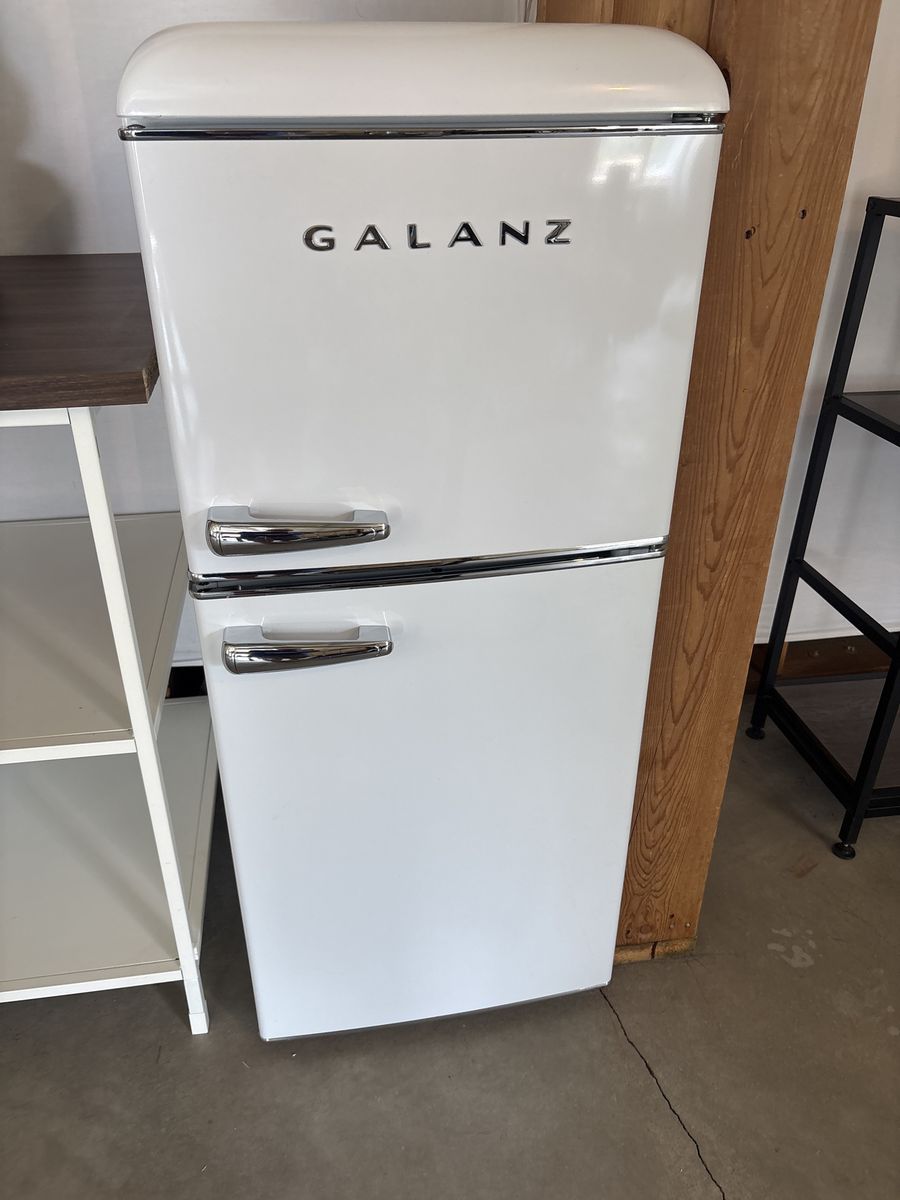 Galanz Mini Fridge Refrigerator White with Top Freezer - Compact Retro Style