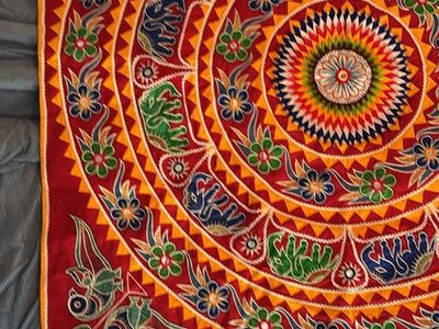 Handcrafted appliqué tapestry intricate India Boho 52x52