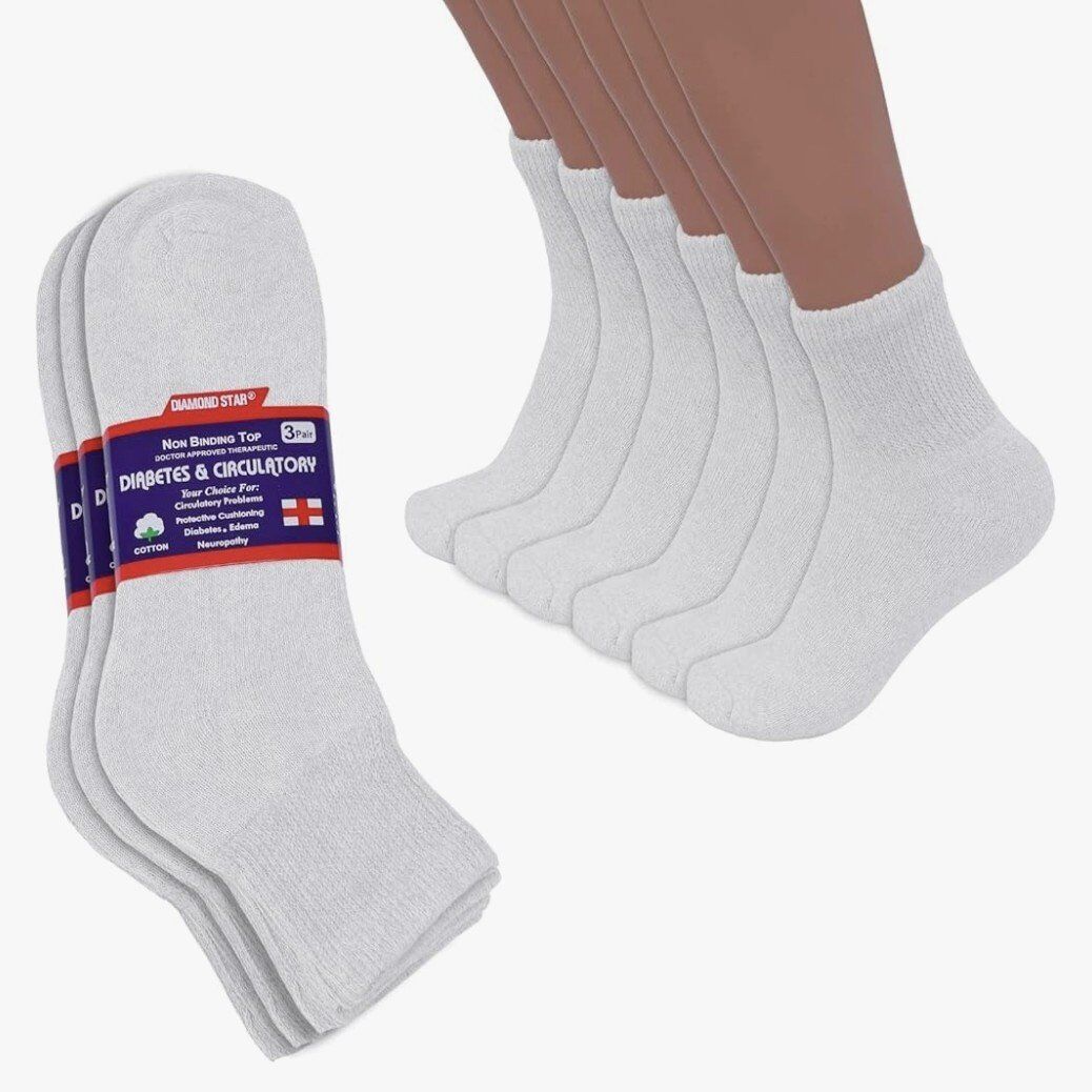 3-pack Diabetic Ankle Socks Non-Binding 90% Cotton