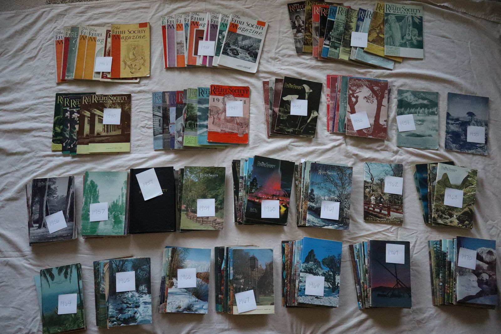 VINTAGE RELIEF SOCIETY MAGAZINES - 169 magazines,  plus 1 bound 1957 year