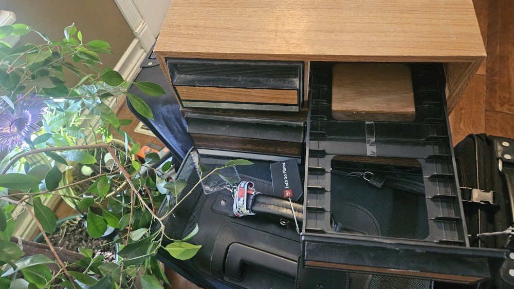 Vintage Wood Grain 2-Drawer Storage Unit for Cassettes/CDs