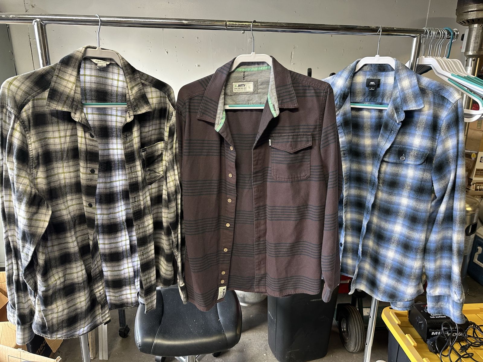 Lot of 3 Long Sleeved Flannel Shirts Size Large