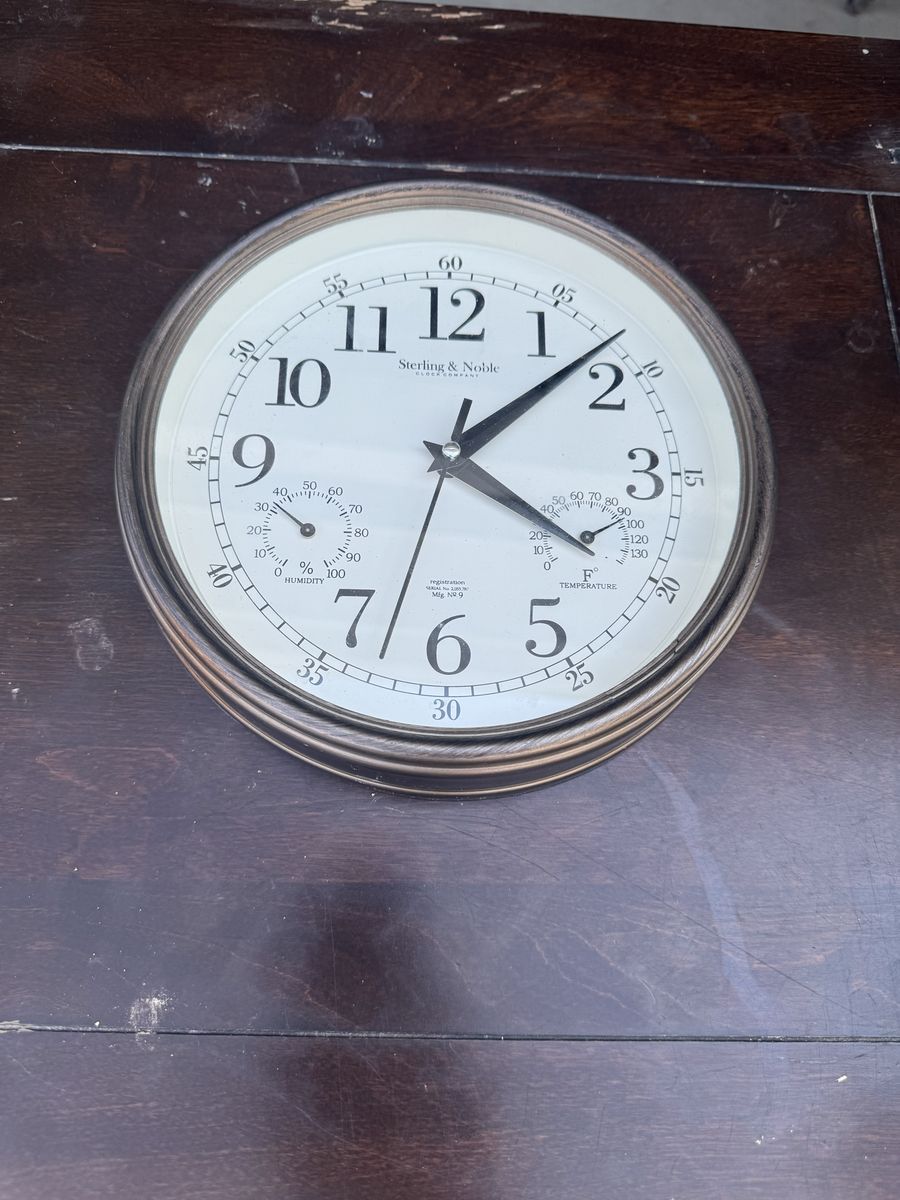 Sterling & Noble Wall Clock with Thermometer and Humidity Dials