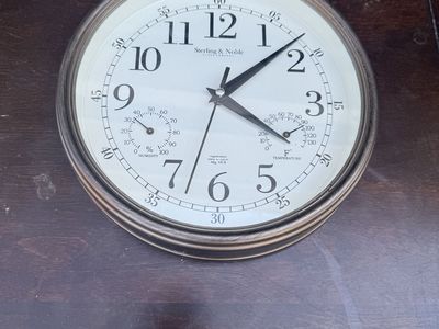 Sterling & Noble Wall Clock with Thermometer and Humidity Dials