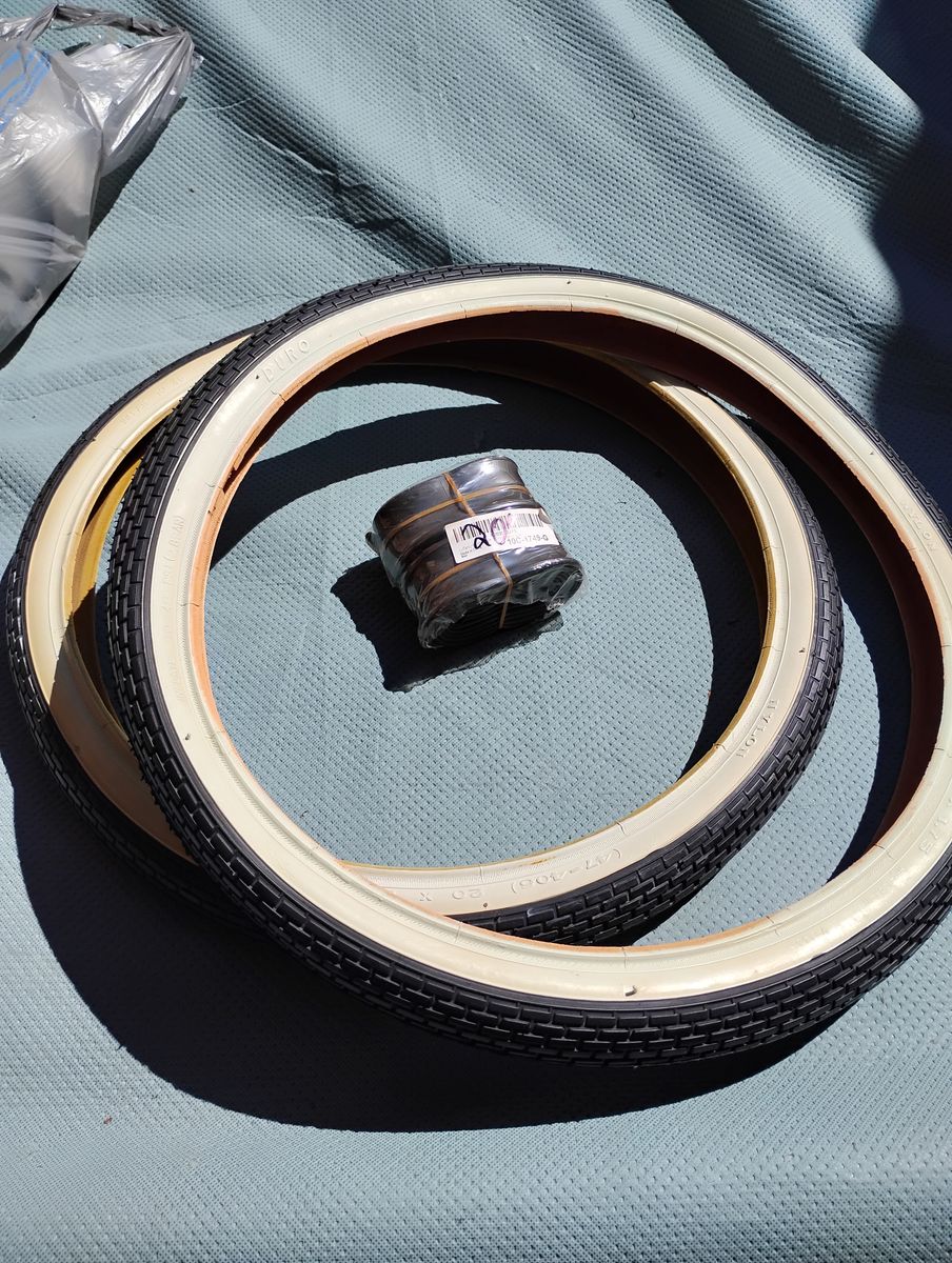 Brand new 20 inch whitewall lowrider bike tires and tubes