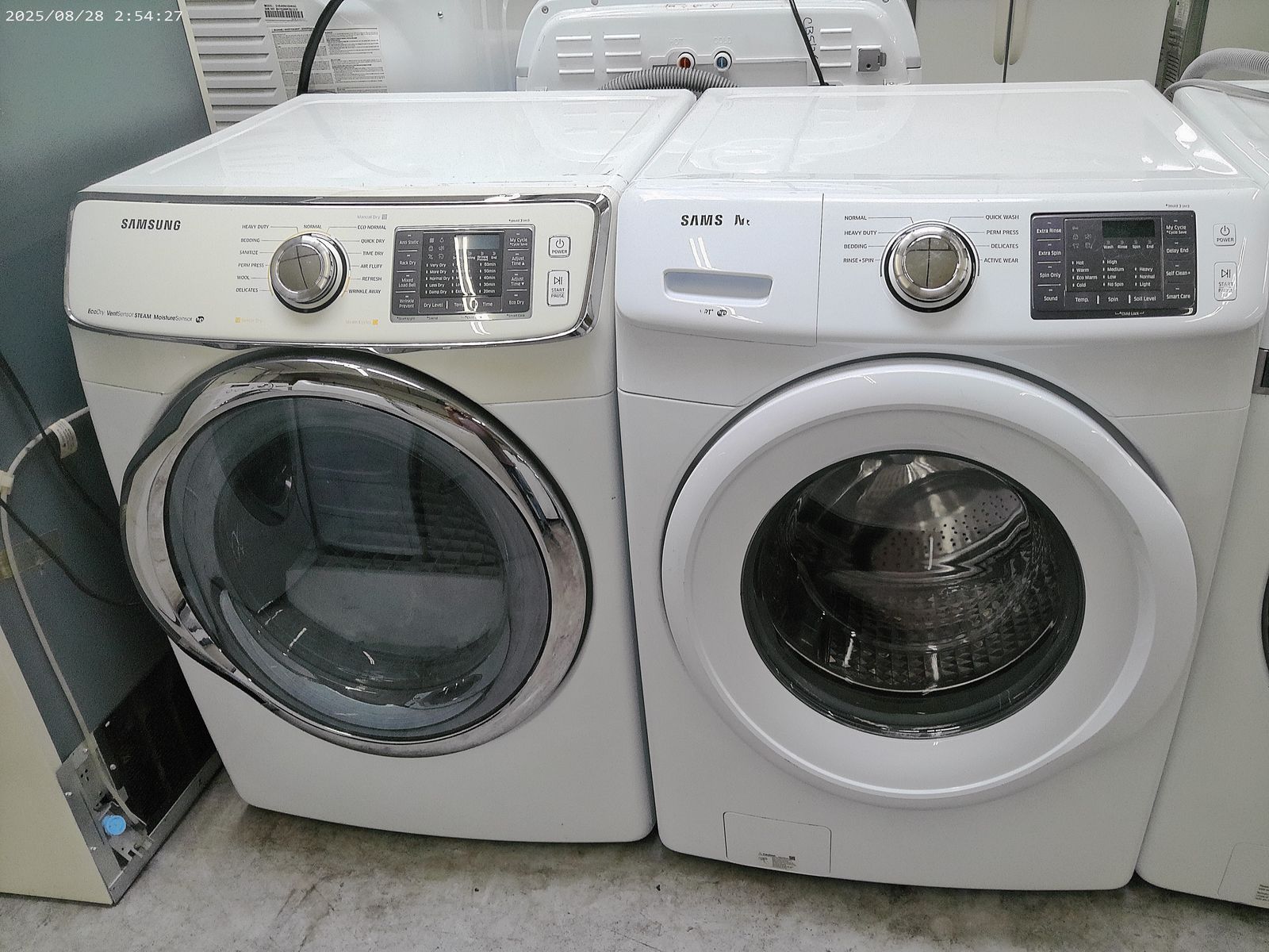 White Samsung Stackable Front Load Washer and Electric Dryer~90 Day Guarantee