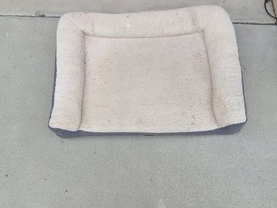 Used Rectangular Bolster Dog Bed - Cream and Gray