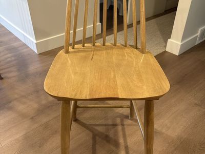 Natural Wood Spindle-Back Stool