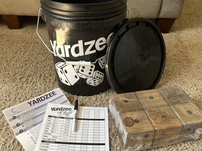 Yardzee Giant Outdoor Yard Dice Game Set with Bucket, Scorecard, and Marker - Great for All Ages!