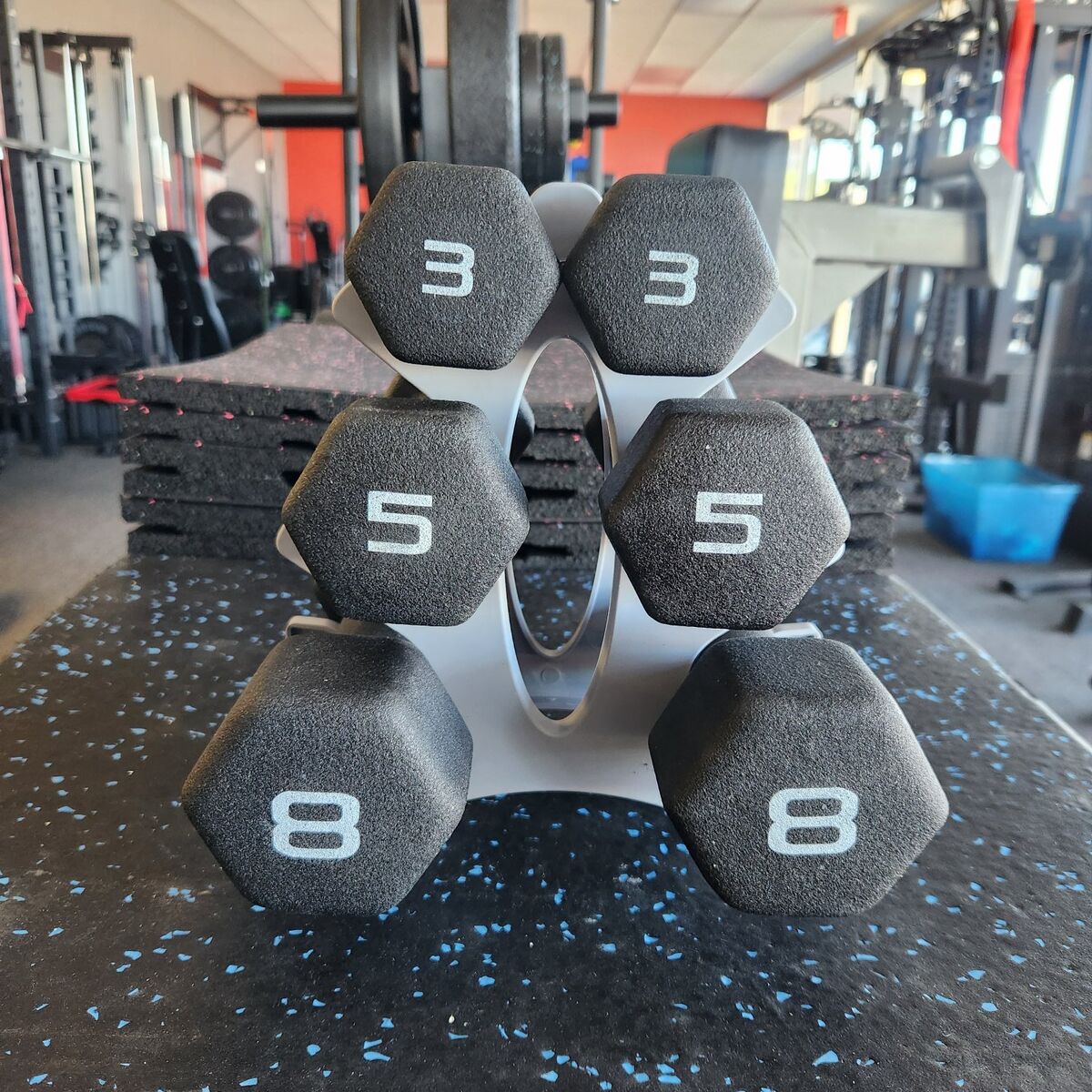 Small Dumbbell Set 3 5 8lb Pairs - Tree included.