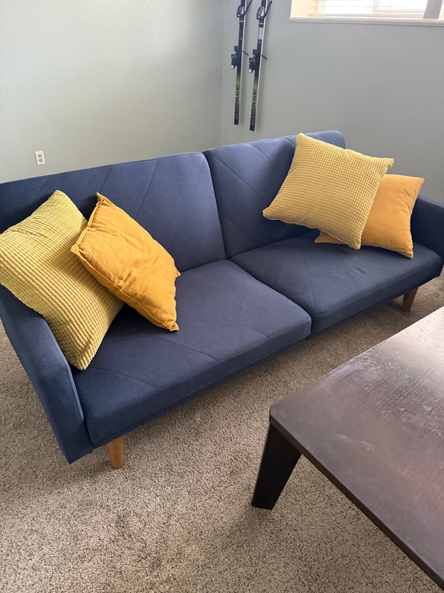 Large Blue Sofa with Twin Bed - OBO