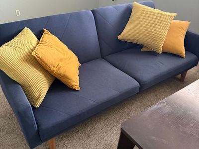 Large Blue Sofa with Twin Bed - OBO