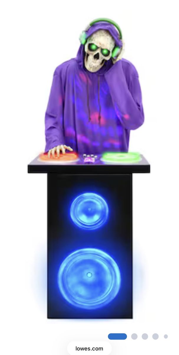 67.7" Animated DJ Skeleton Animatronic Halloween Prop with Light and Sound