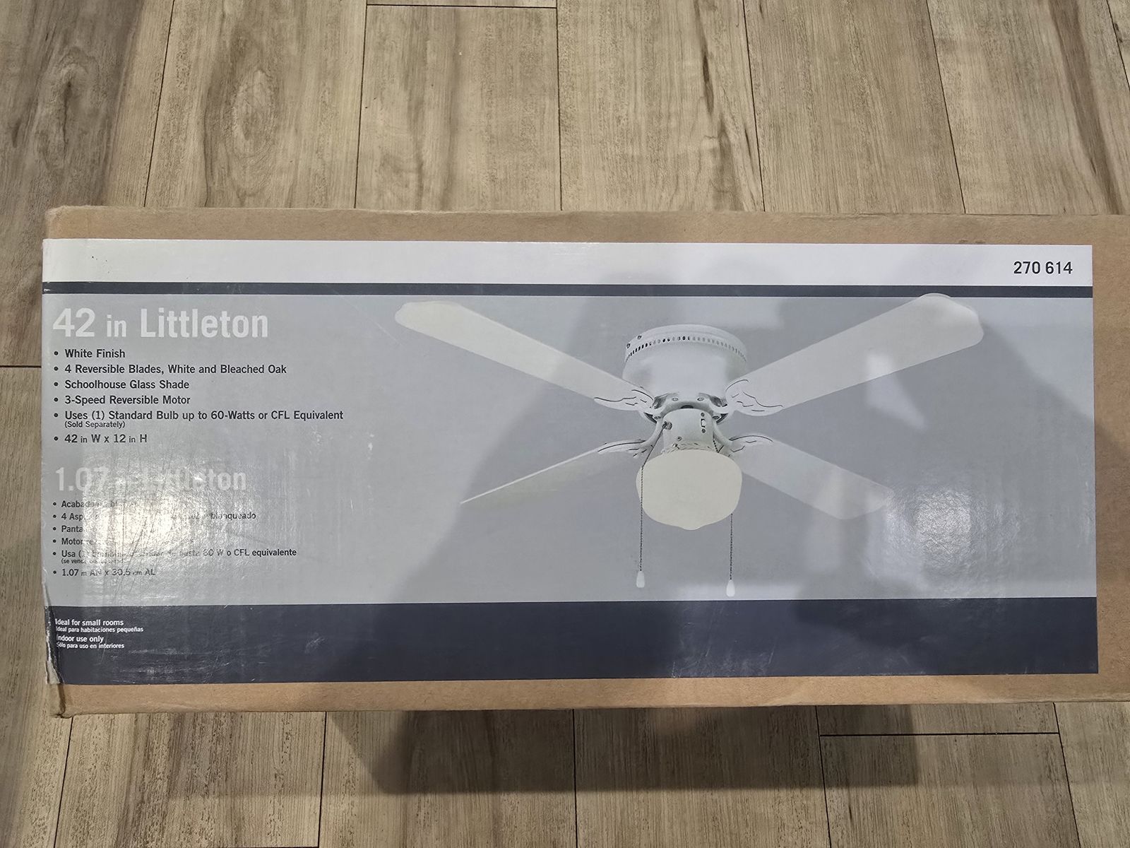 Hampton Bay Elementals Littleton White 42" Flush Mount White Ceiling Fan 270 614