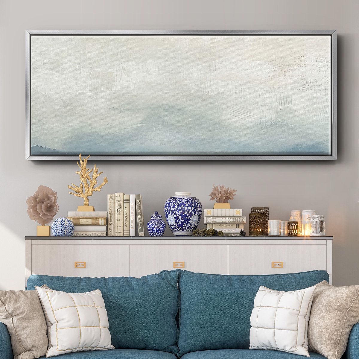 Tone Scape IV – 24x60 Framed Canvas Art, Brand New