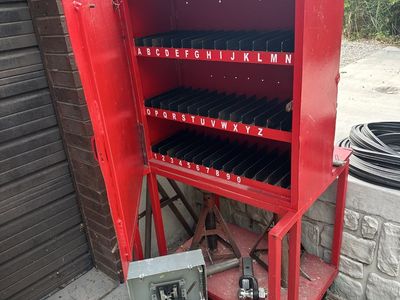 Heavy-Duty Red Multi-Compartment Storage Cabinet on Wheels with Alphabetical & Numerical Slots