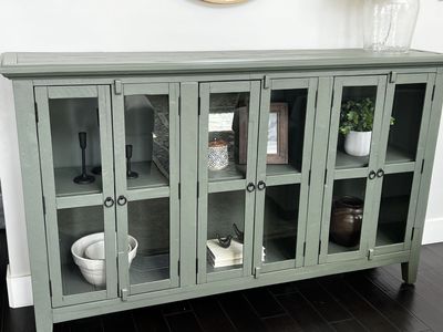 Beautiful farmhouse green hutch cabinet