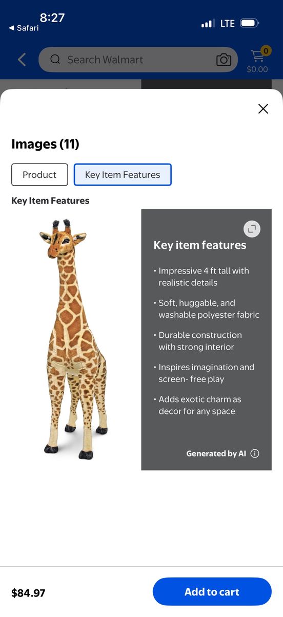 Melissa & Doug Giant Stuffed Giraffe 54 Inch Plush Animal