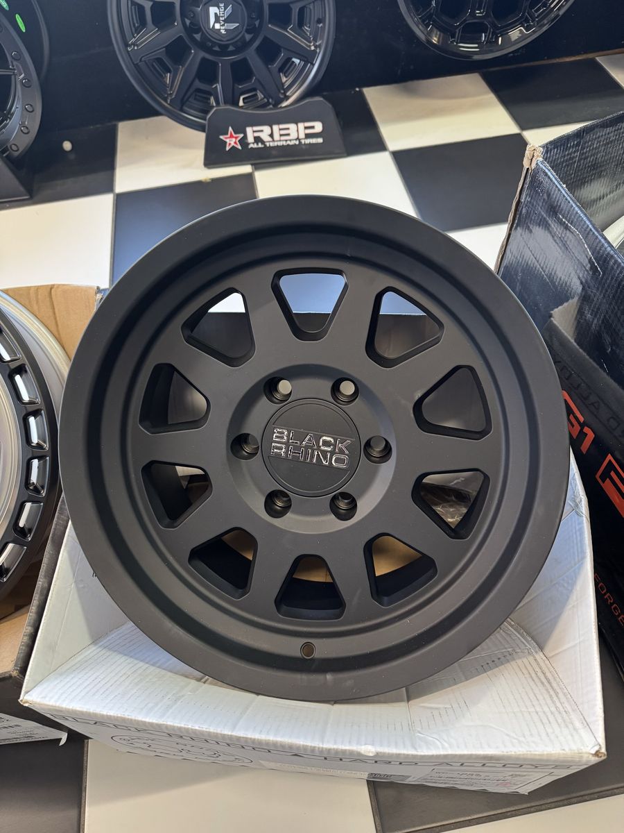 Brand new set of 4 wheels Black Rhino Matte Black 17x8.5 lug pattern 6x139.7