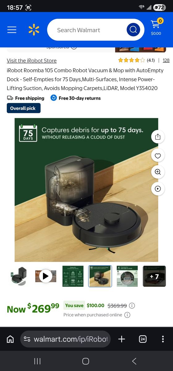 New Roomba 105 combo robot vacuum