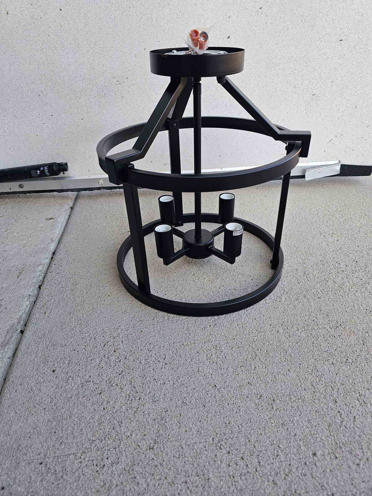 NEW BLACK 4 LIGHT SEMI FLUSHMOUNT CHANDELIER