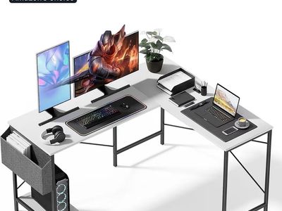 Simple Deluxe 50" L-Shaped Gaming Desk Reversible Corner PC Work Table w/ CPU Stand & Side Bag