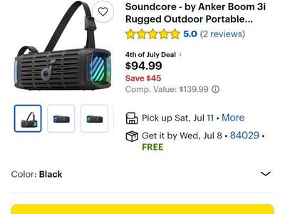 Soundcore by Anker Boom 3i Rugged Outdoor Portable Bluetooth Speaker - Black, IPX7 Waterproof