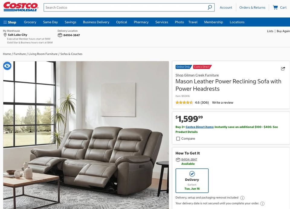 MASON LEATHER POWER RECLINING SOFA