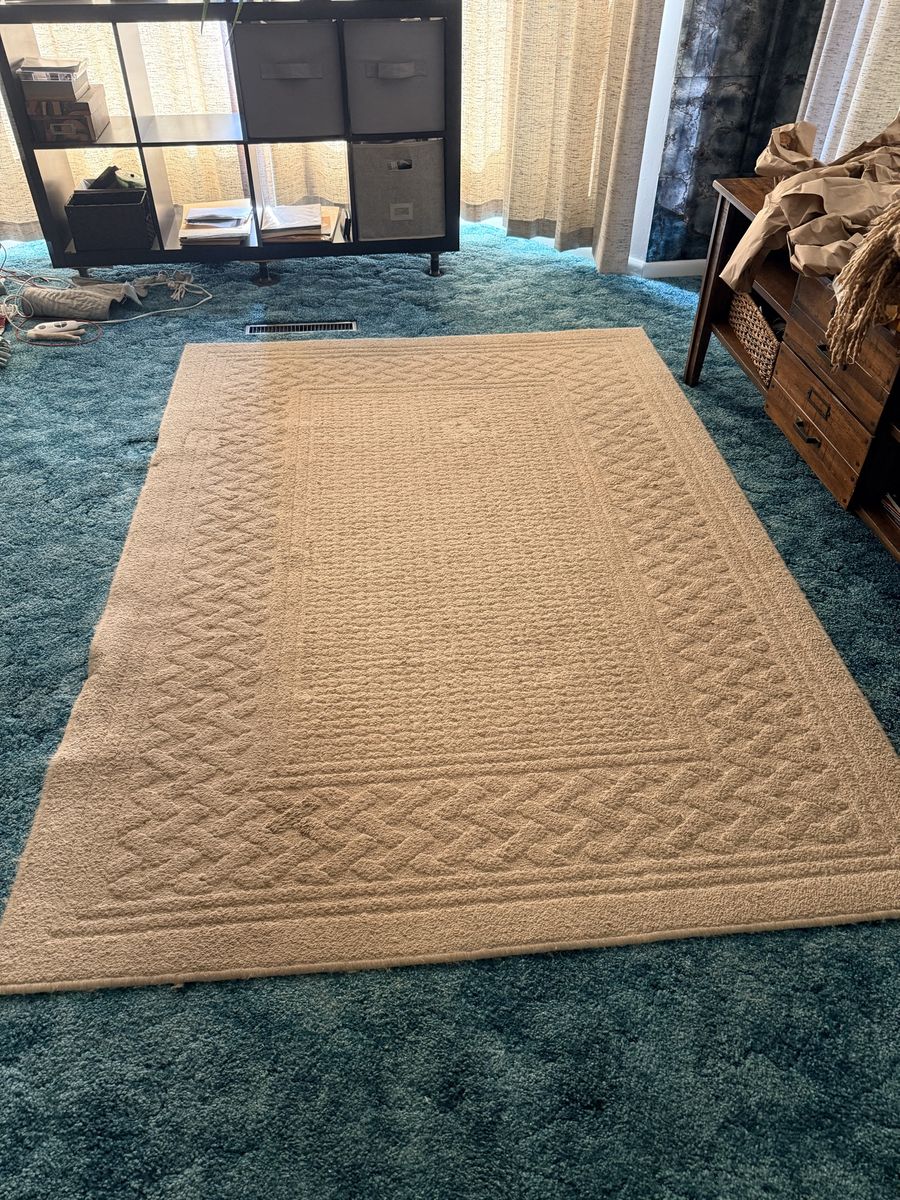 Beige Area Rug with Braided Border - Cozy and Decorative