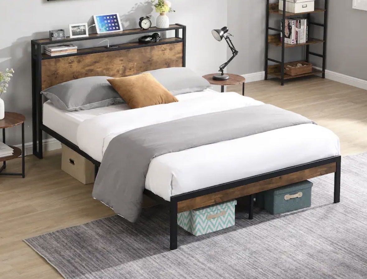 Brand new king size bed with charger and mattress