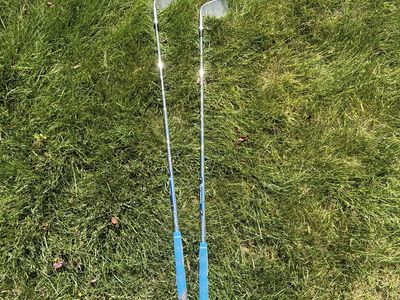Unbranded Golf Irons - Two Clubs with Blue and Gray Grips