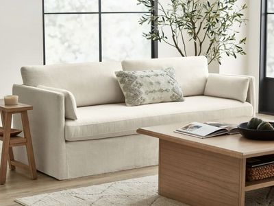 Better Homes & Gardens Waylen Slipcover Sofa, Cream, by Dave & Jenny Marrs