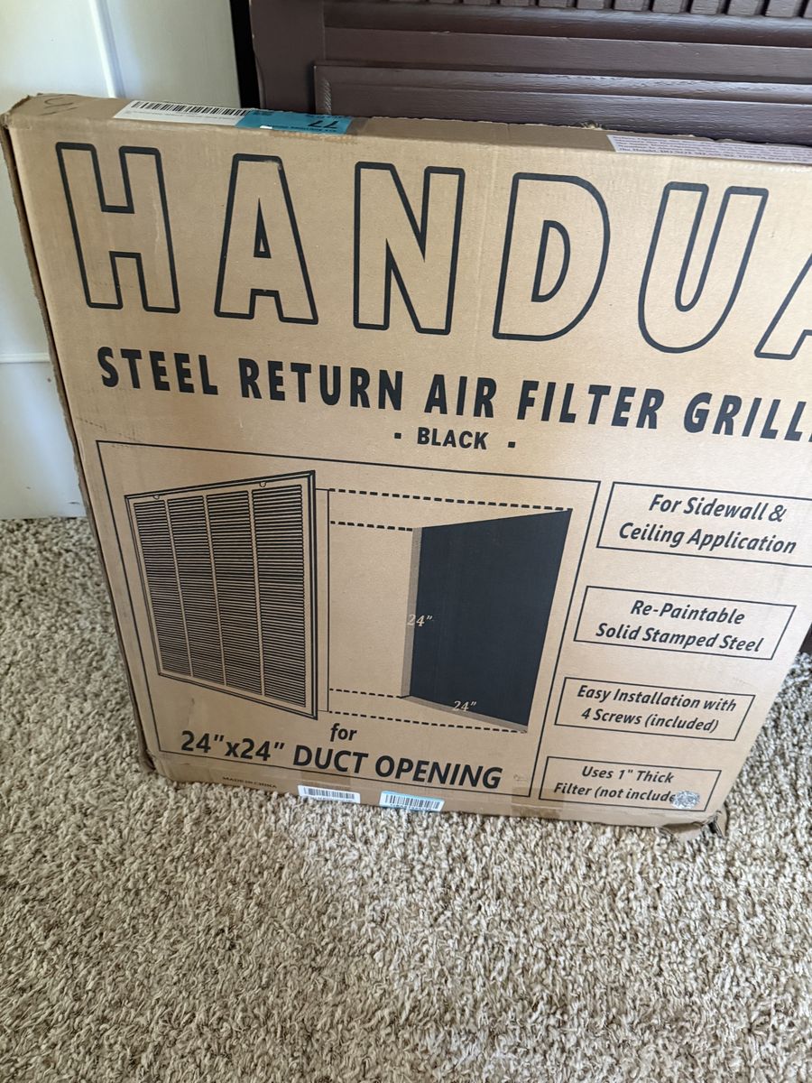 24” x 24” Duct Opening - Steel Return Filter Grille