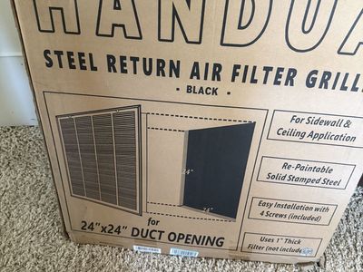 24” x 24” Duct Opening - Steel Return Filter Grille