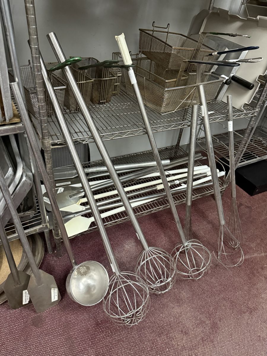 Used stainless steel tall wire whip or piano whisk in excellent condition