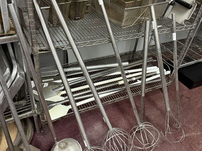 Used stainless steel tall wire whip or piano whisk in excellent condition