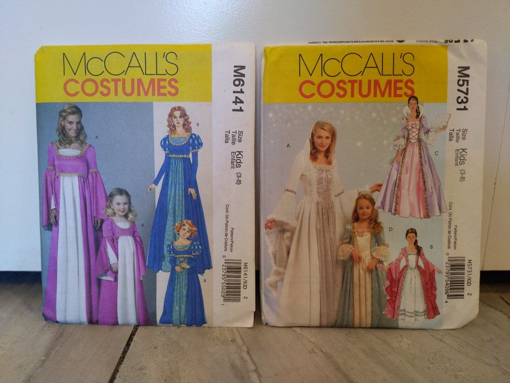 Two McCall's Costumes M6141 & M5731 Fantasy Gown Sewing Patterns