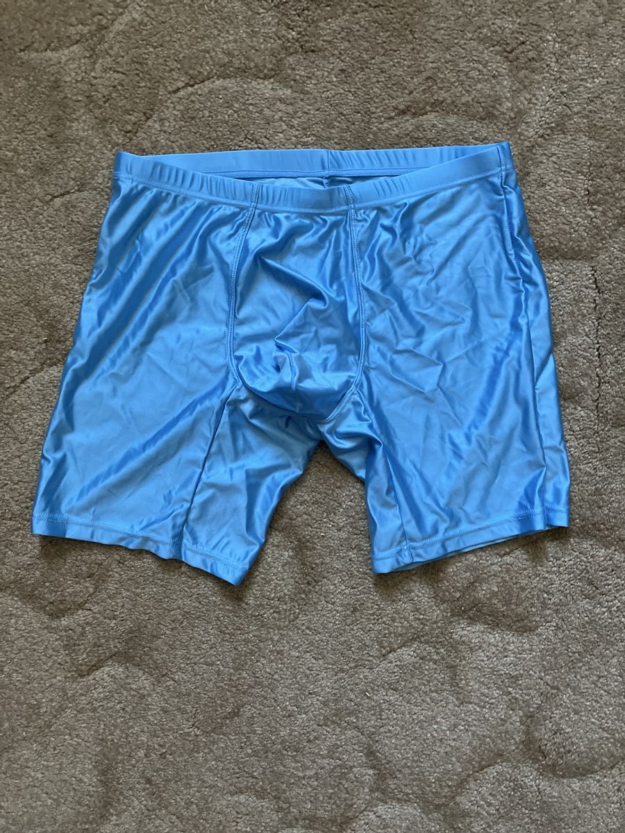 New Shiny Blue Men's Boxer Briefs - Size Small, Synthetic Material