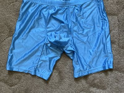 New Shiny Blue Men's Boxer Briefs - Size Small, Synthetic Material