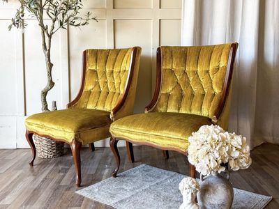 *FREE DELIVERY* Vintage French Gold Velvet Chairs