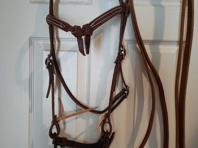 Handmade Leather Horse Bridle with Bit and Reins - Brown, Adjustable Western Style Tack
