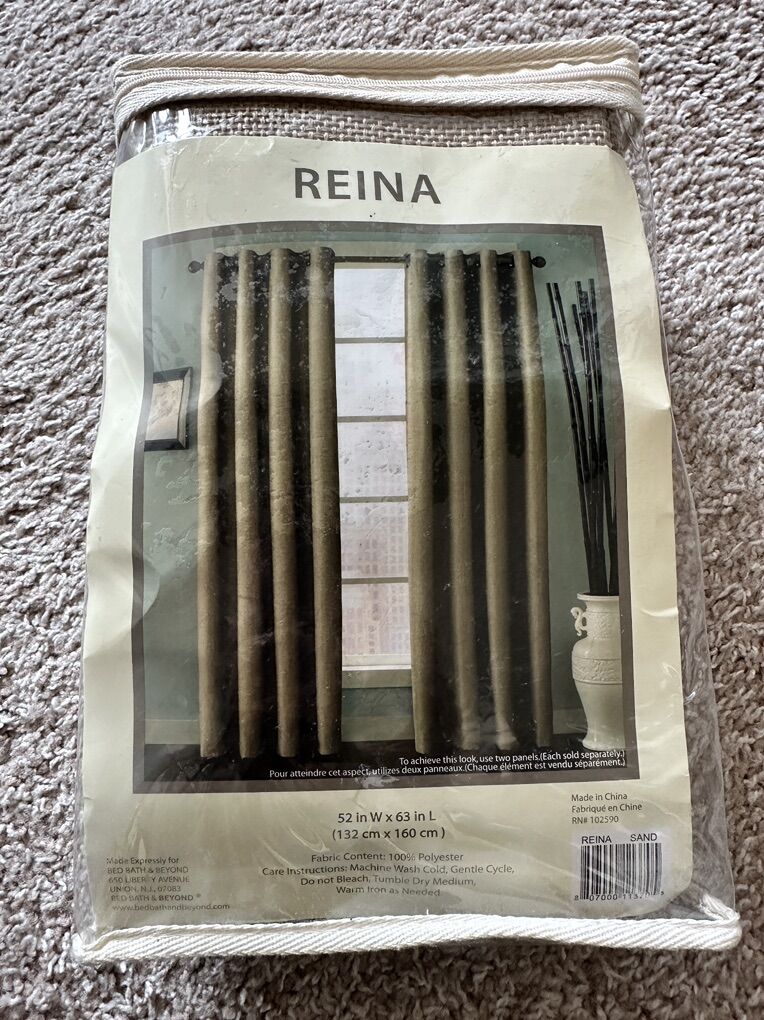 New Grommet Curtain Panel By Reina 52Wx63L Sand