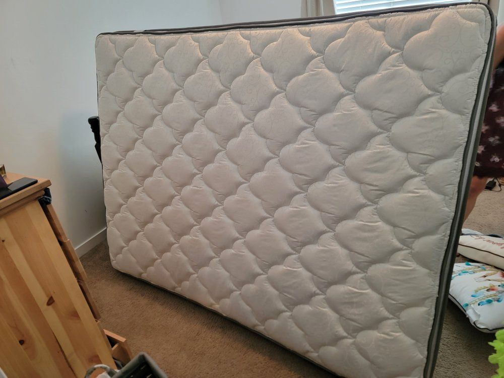 White/Grey Quilted Mattress - Used Good Condition