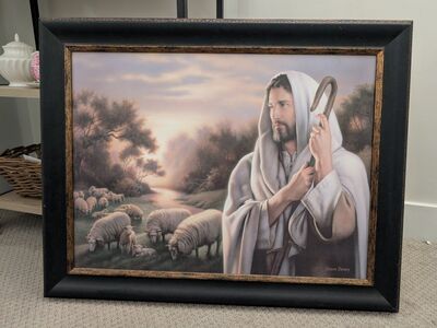 Framed Jesus "The Lord Is My Shepherd" Print