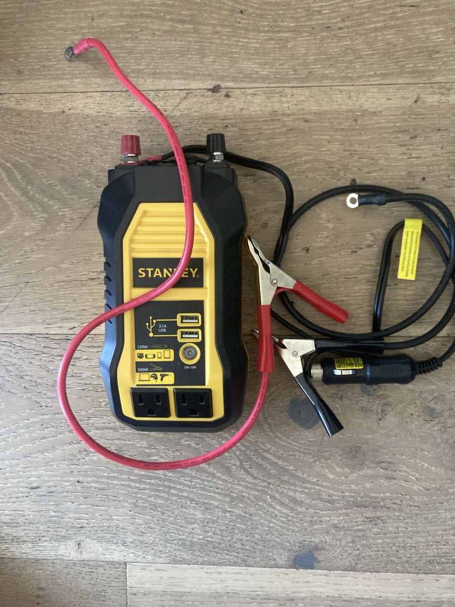 Stanley PC500W Power Inverter - 500W Continuous, 1000W Peak, Dual AC Outlets & USB Ports