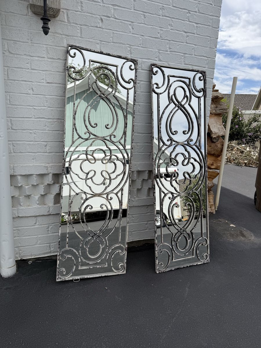 Uttermost vintage-style wrought iron overlay wall mirrors