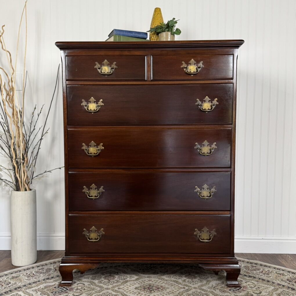 Solid Mahogany Chippendale Highboy Dresser