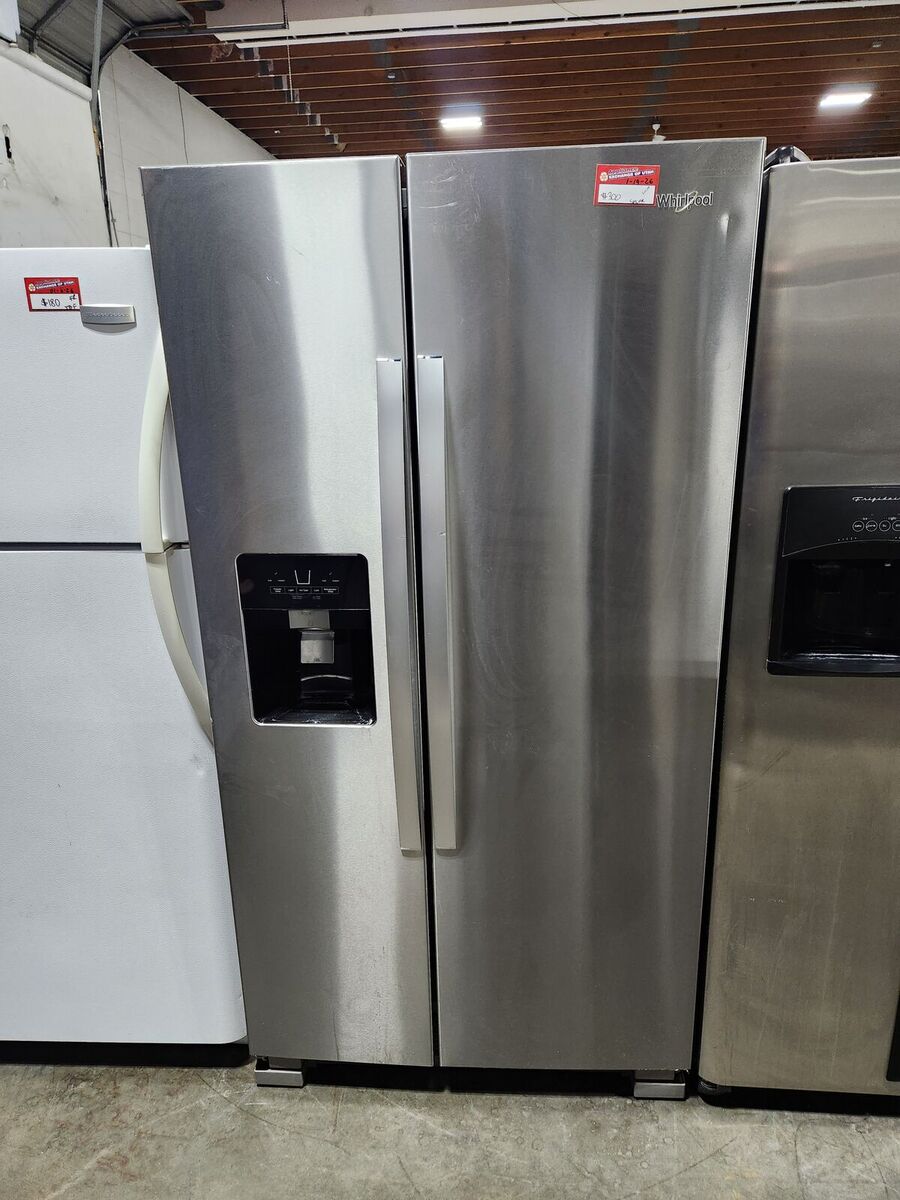 NICE WHIRLPOOL STAINLESS STEEL SIDE BY SIDE FRIDGE! W-WARRANTY