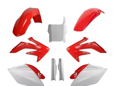 06 - 07 honda crf 250 full plastic body kit oem colors red / white individual pieces will fit other models years